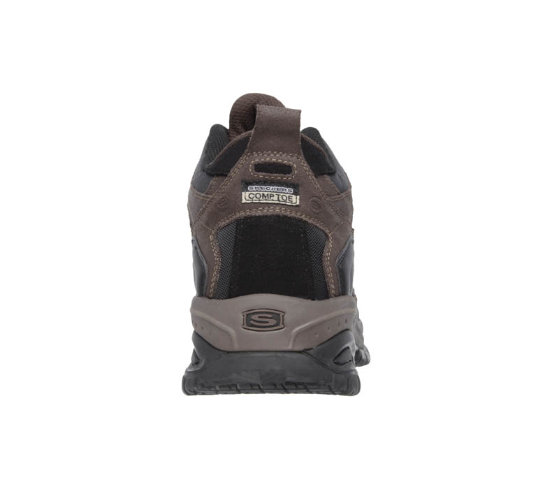 Mens Skechers Work Composite Toe Slip Resistant EH Canopy Hiker Brown/Black