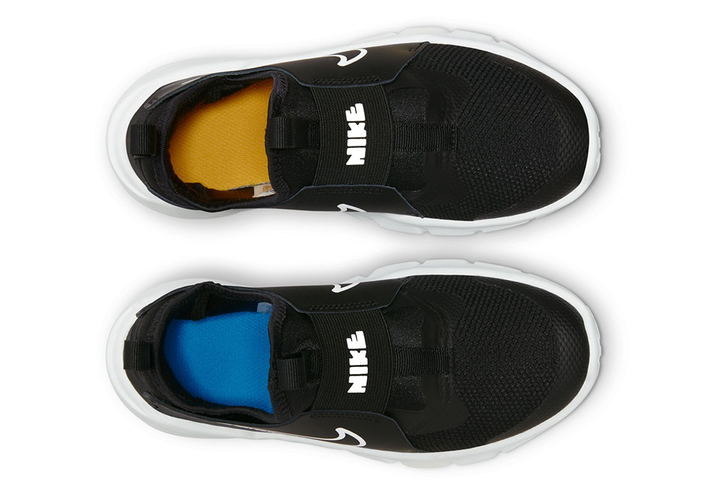 Nike On Boys Flex 2 Runner Black/White-Photo Gold Slip Blue-University