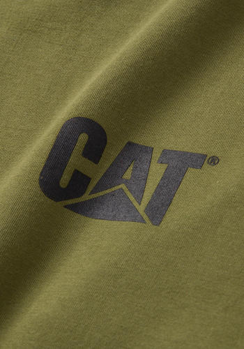 Mens Caterpillar Trademark Banner Long Sleeve T-Shirt Chive