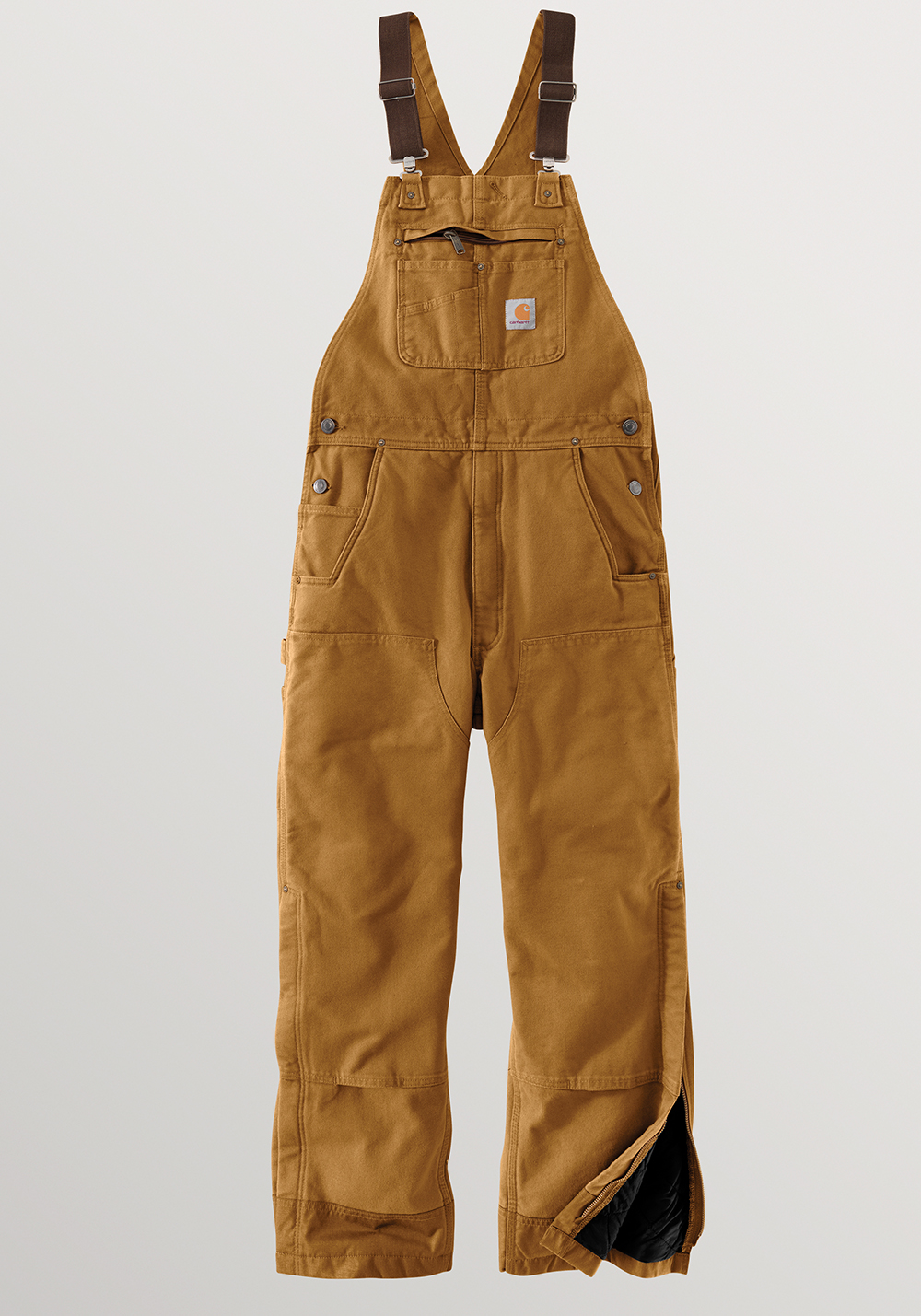 Carhartt Brown Flame-Resistant Quilt Lined Duck Bib Overall