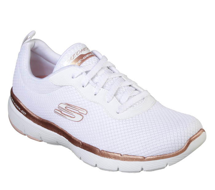 white and gold skechers