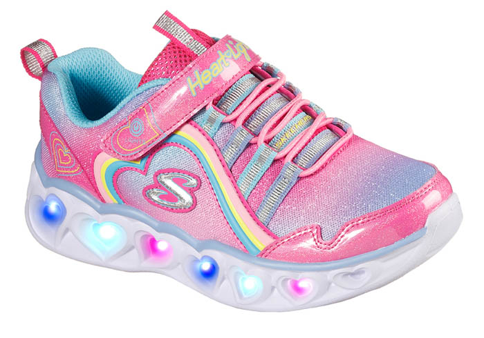 Voorgevoel B.C. Naschrift Girls Skechers Kids Heart Lights Rainbow Lux Pink Multi
