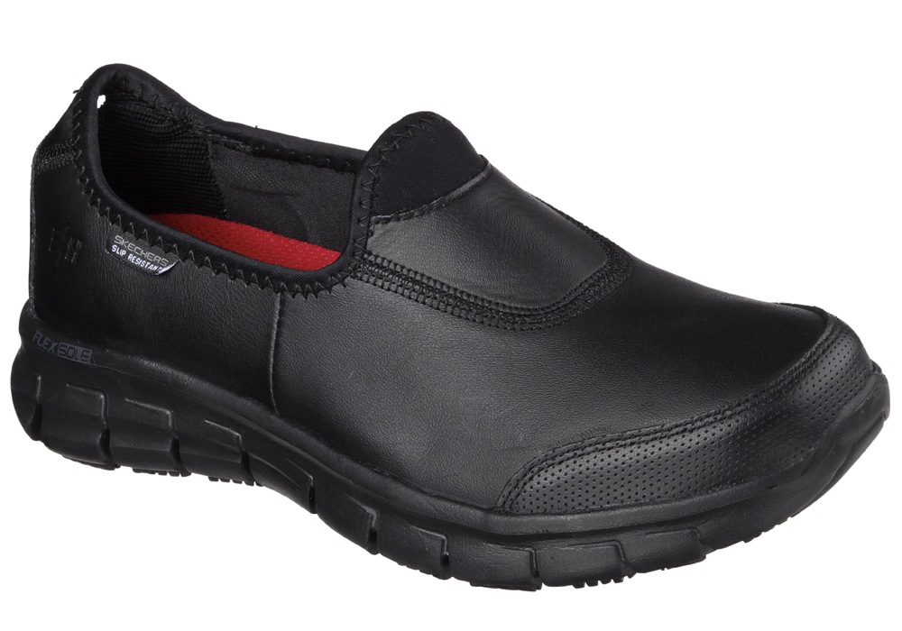 skechers ladies black leather shoes