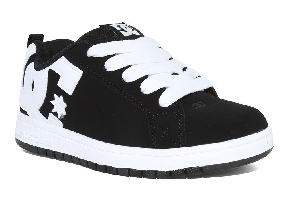 Boys DC Shoes Graffik Skate Black/White in Boys DC Shoes Court Graffik Skate Black/White in Black