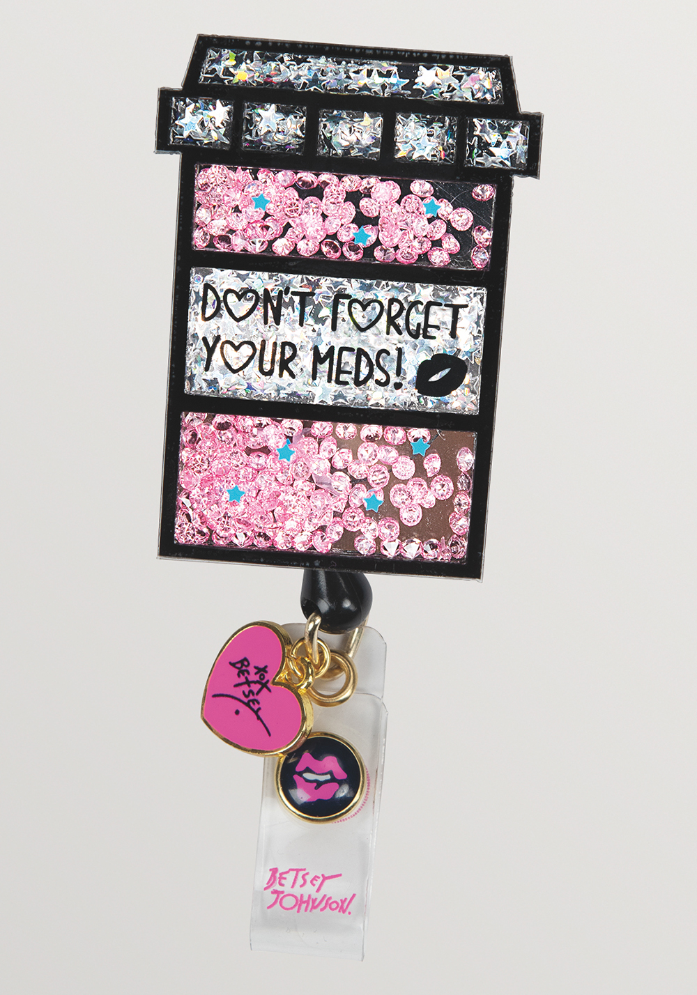 Betsey Johnson Pill Box Retractable ID Badge Holder - One Size