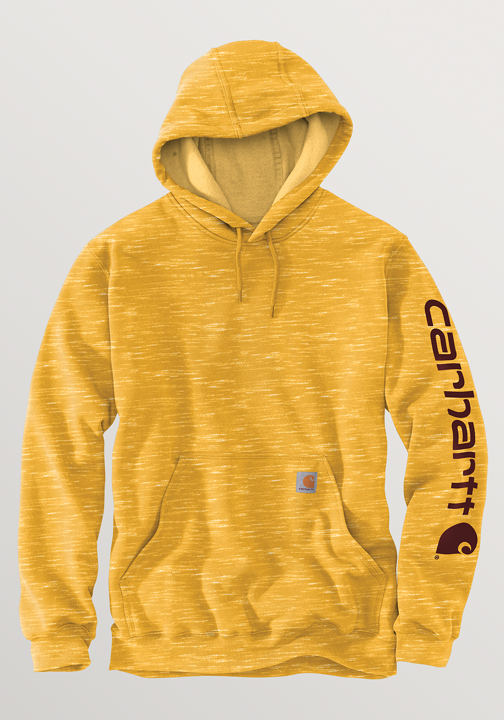 Mens Carhartt Hooded Logo Sweatshirt Solar Yellow Space Dye