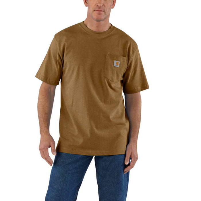 Mens Carhartt K87 Pocket T-Shirt Oiled Heather Walnut