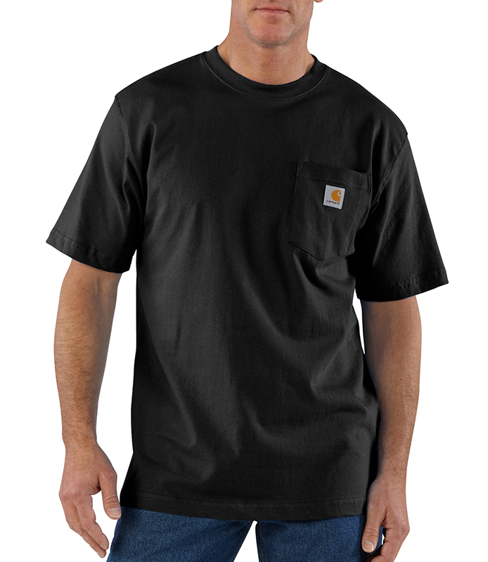 Mens Carhartt K87 T-Shirt Black Pocket