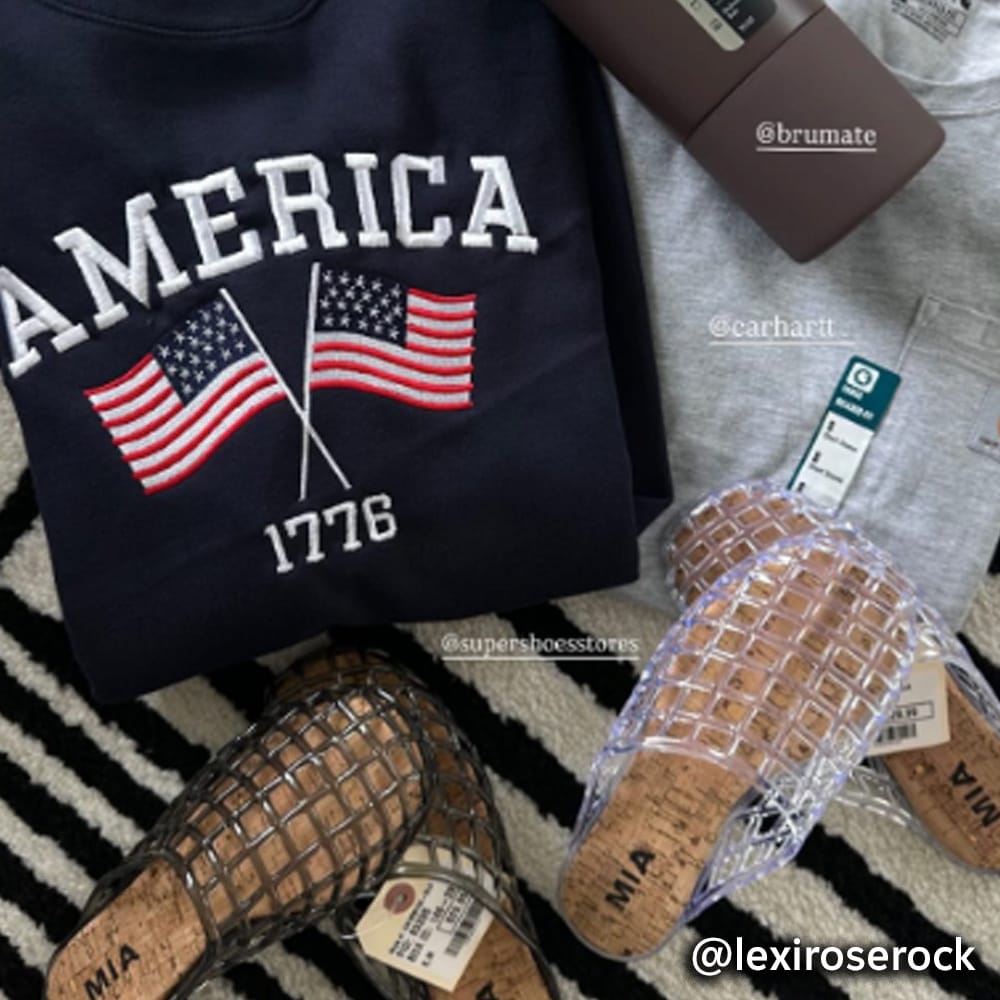 A collection of shoes, clothing and a coffee mug @lexiroserock. Super Shoes Instagram.