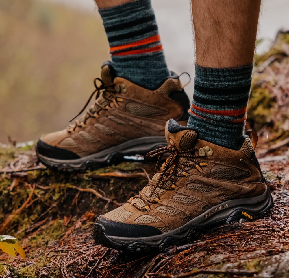 Men's Merrell Waterproof Moab 3 Hiker mid-hiker in brown.