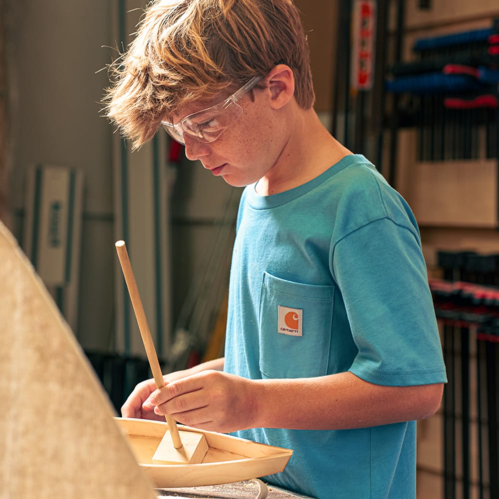 Boy's Carhartt Short Sleeve Pocket T-Shirt in light blue.