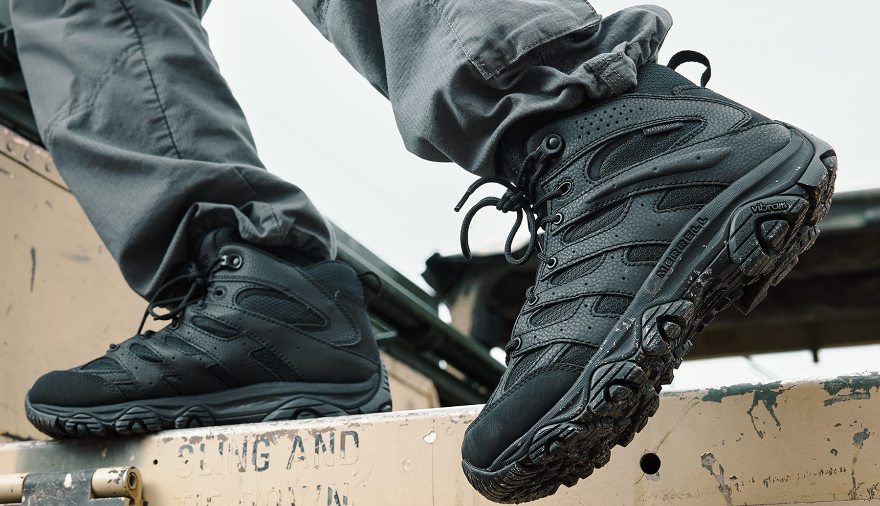 Men's Merrell Work Moab 3 Waterproof Mid Tactical Boot Black