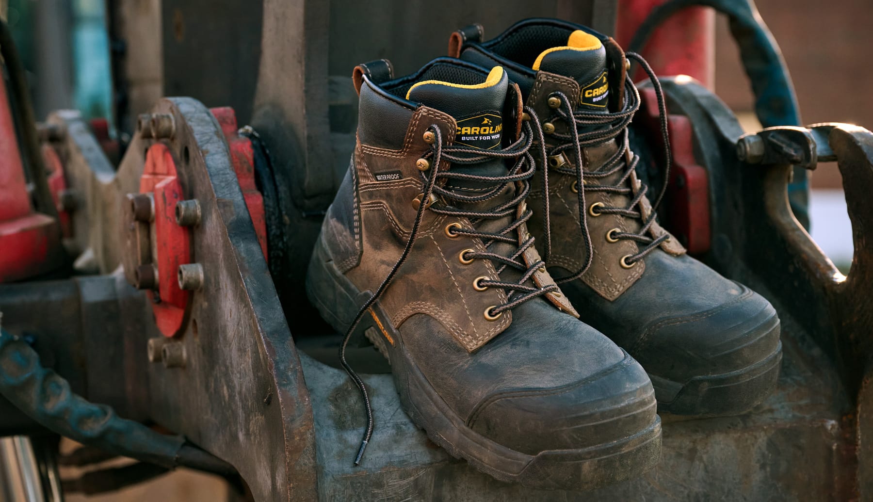 Men's Carolina 6 Inch Waterproof Composite Toe EH Barrett work boot in brown.
