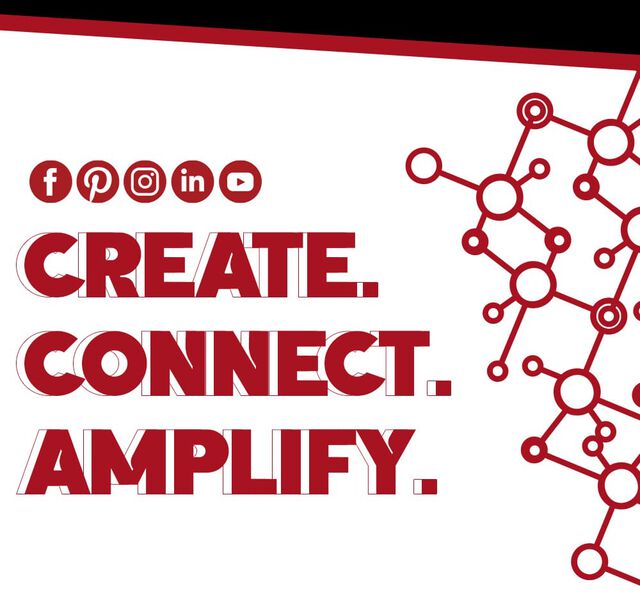Create. Connect. Amplify. Social Media icons for Facebook, Pinterest, Instagram, Linkedin and YouTube.