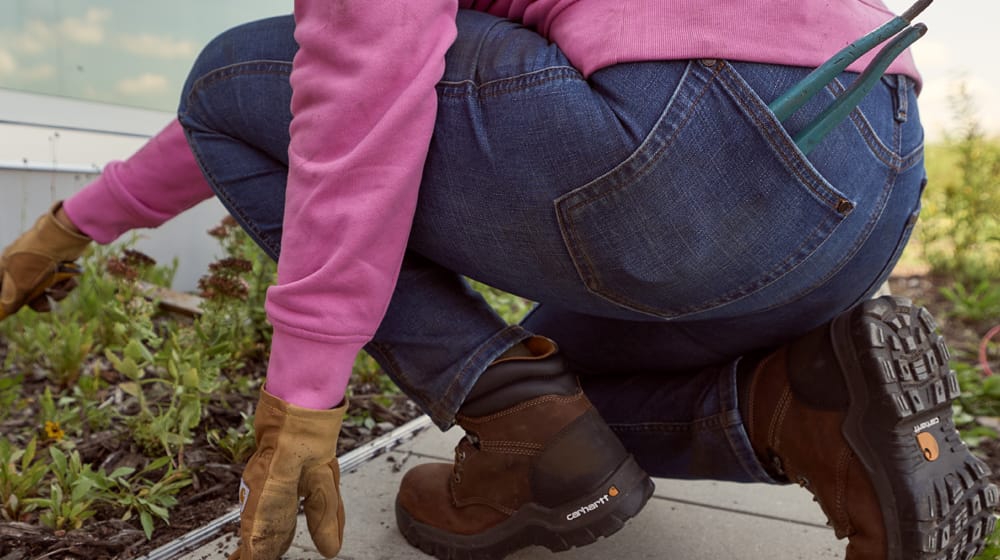 Women's Carhartt Mason Pull On High Rise Slim Leg Denim jeans in blue.