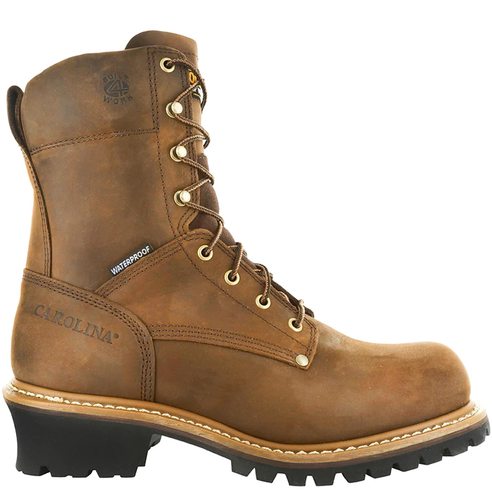 Men's Carolina Logger Boot in Brown.