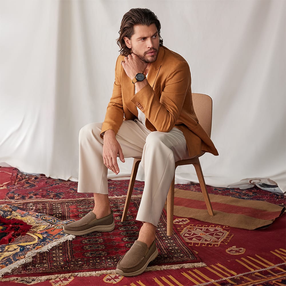 Men's Skechers slip-on shoe in brown.
