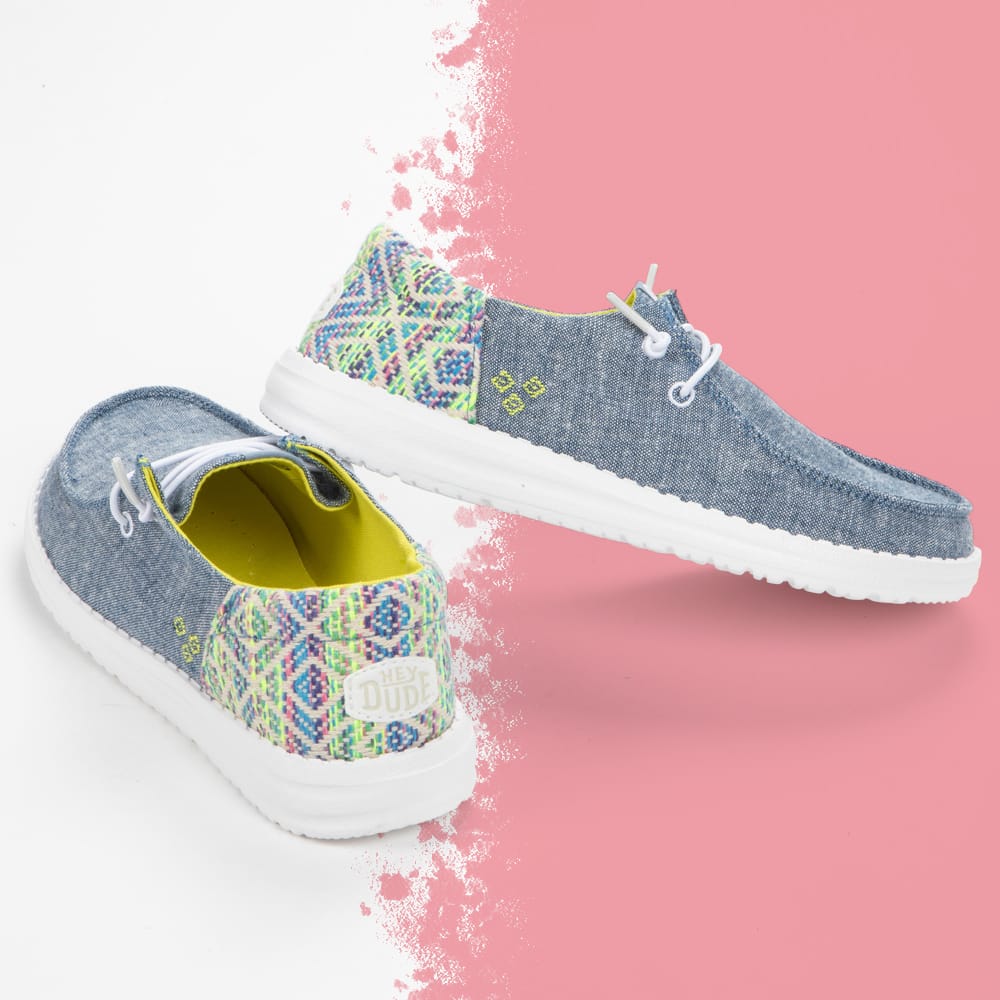 Featured Style: Women's Hey Dude Wendy Funk Surf Baja loafer in blue.