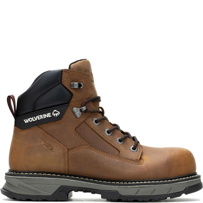 Men's Wolverine waterproof lace-up boot in brown.