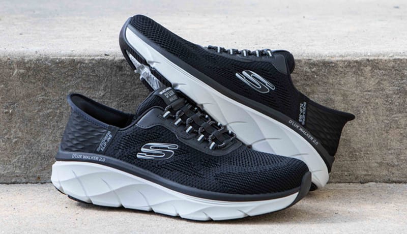 Men's Skechers Slip-ins D'Lux Walker 2.0 sneaker in black.