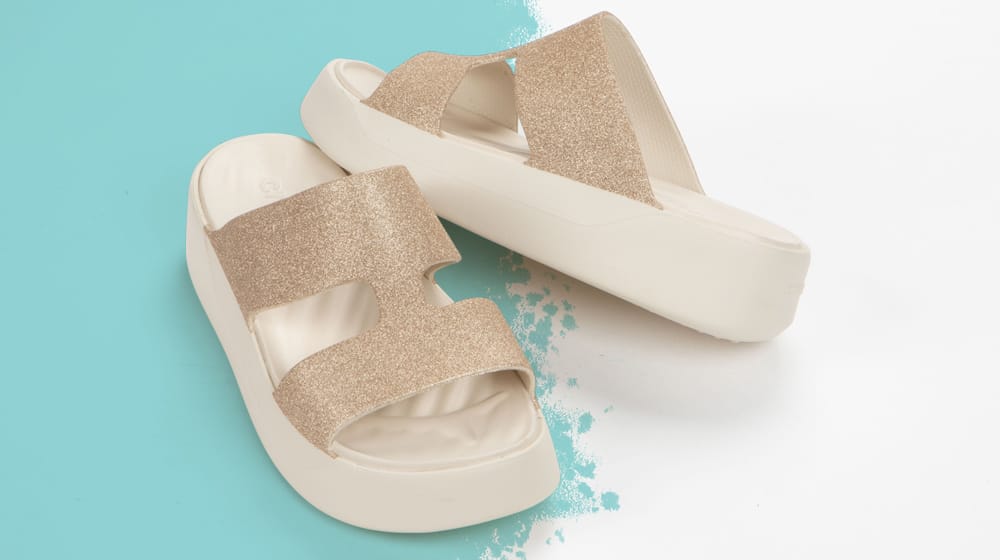 Featured style: Women's Crocs Getaway slide sandal in metallic