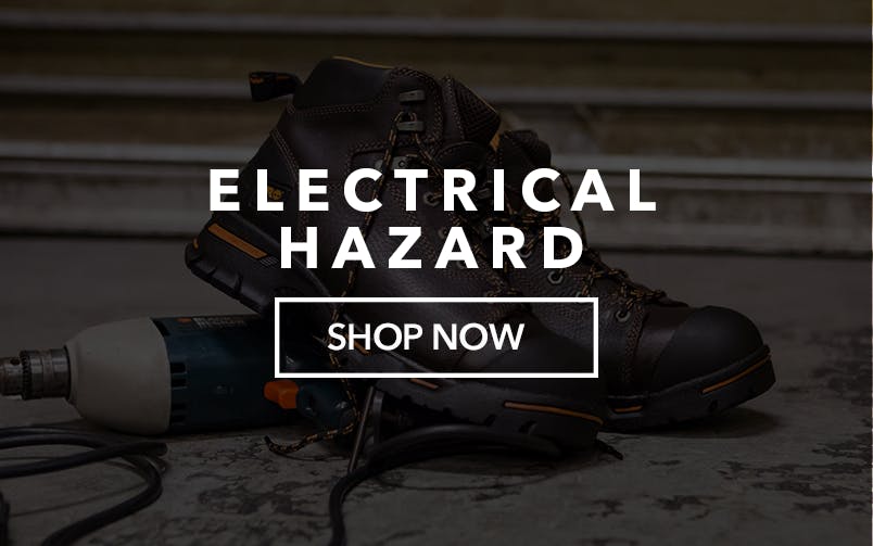 Electrical Hazard. Shop Now. Men's Timberland PRO propped on a drill. Links to electrical hazard boots.