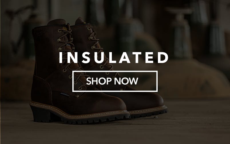 Insulated. Shop Now. Men's brown Carolina loggers shown.