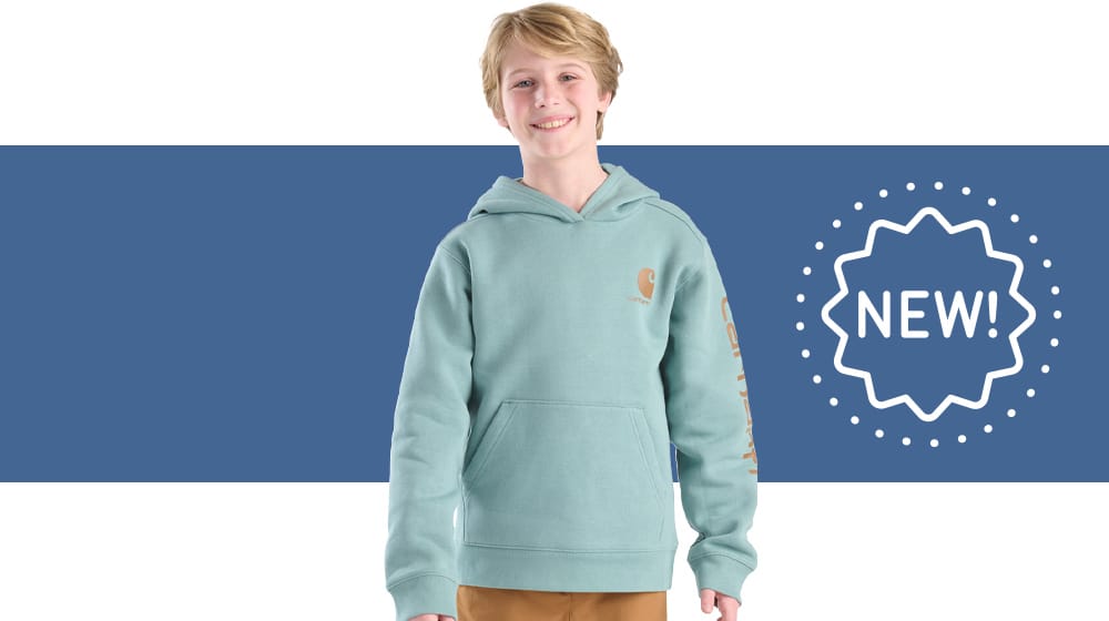 Kids'New! Carhartt style featured  boys blue Carhartt sweatshirt.