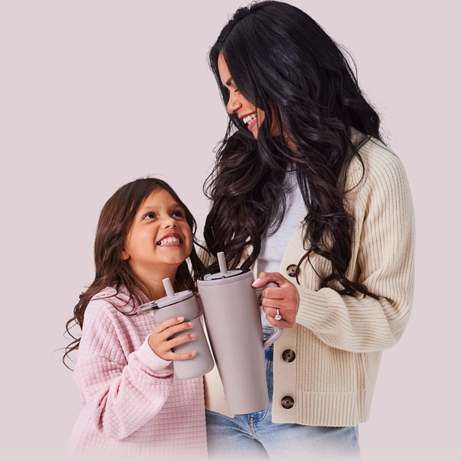 Featured styles: BruMate Era 40 oz Straw Tumbler and BruMate Leap 12 oz Straw Tumbler in light purple.