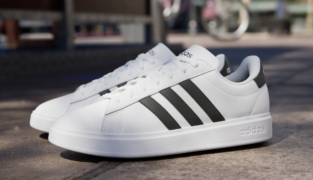 Featured style: Women's Adidas Grand Court sneaker in white.