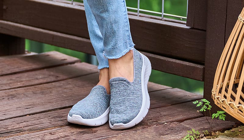 Women's Skechers Go Walk Flex slip on sneaker in grey.