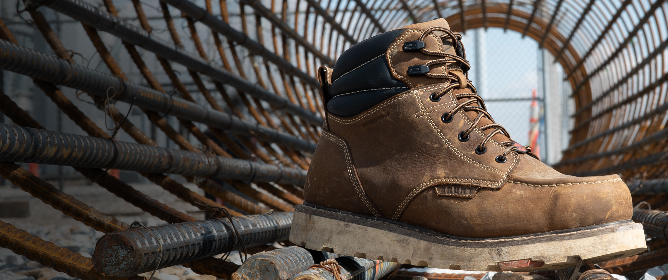 Featured style: Brunt Workwear 6 Inch Waterproof Composite Toe Marin in brown.