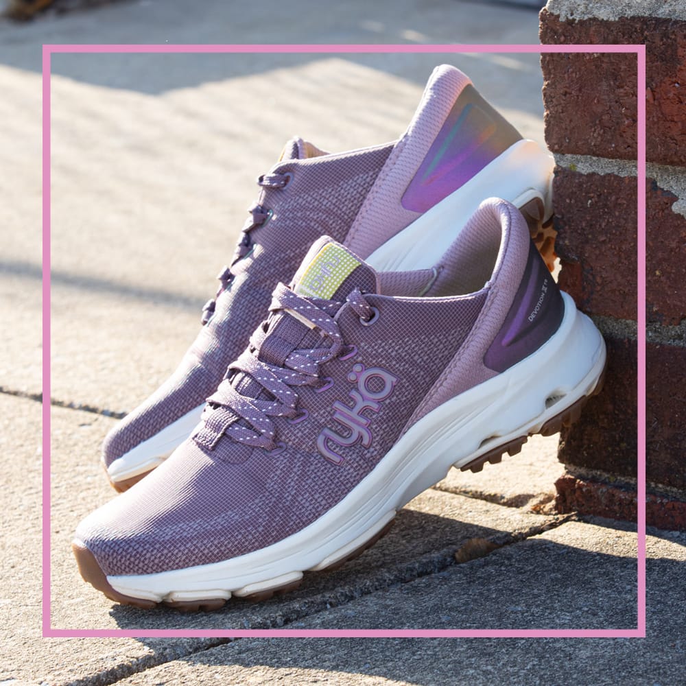 Featured style: Women's Ryka Devotion X TR Trail Walker sneaker in purple.