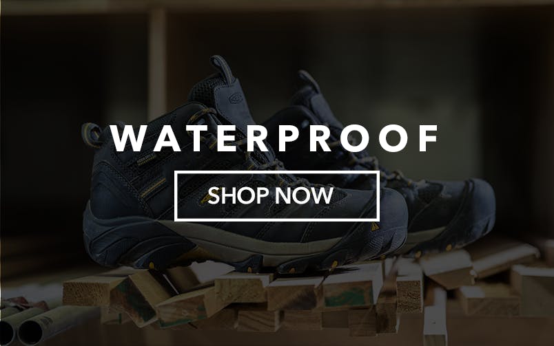 Waterproof. Shop Now. Men's black Keen Utility waterproof shoes.