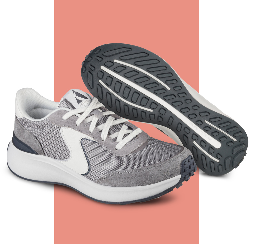 Featured style: Women's Skechers Sport Blvd Retro Revival Walker sneaker in grey.