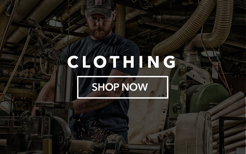 Clothing. Shop Now. Construction worker shown in working environment.