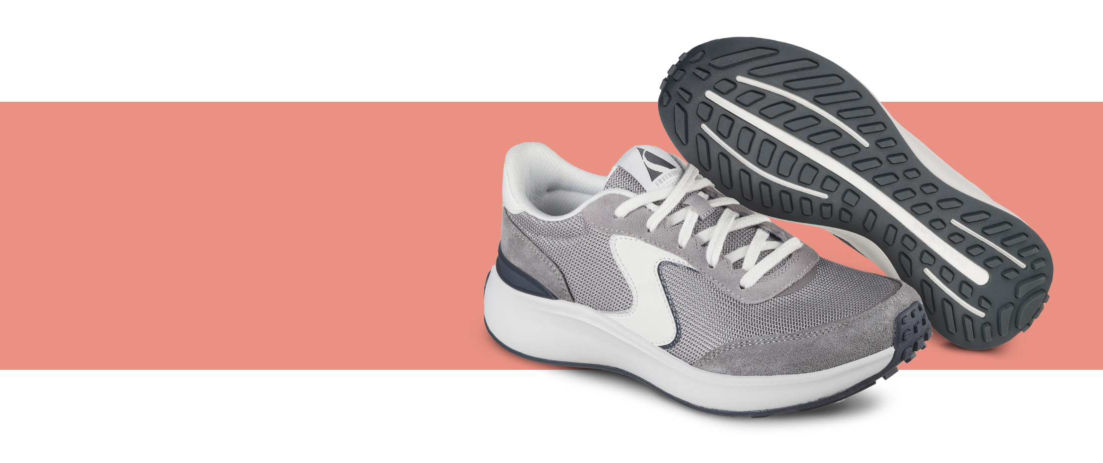 Featured style: Women's Skechers Sport Blvd Retro Revival Walker sneaker in grey.